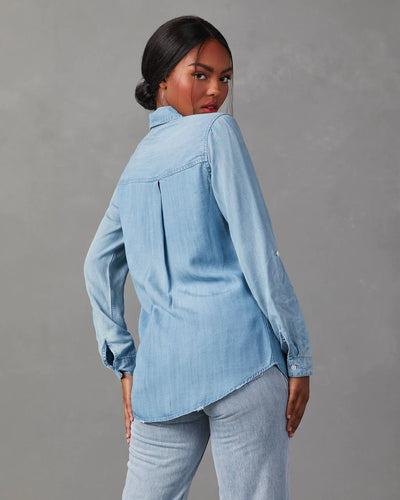 Industry Cargo Denim Shirt - Light Blue