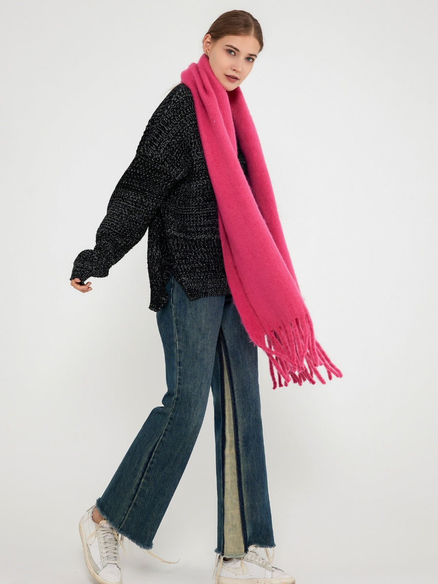 Catalog Tassel Blanket Scarf - Fuchsia