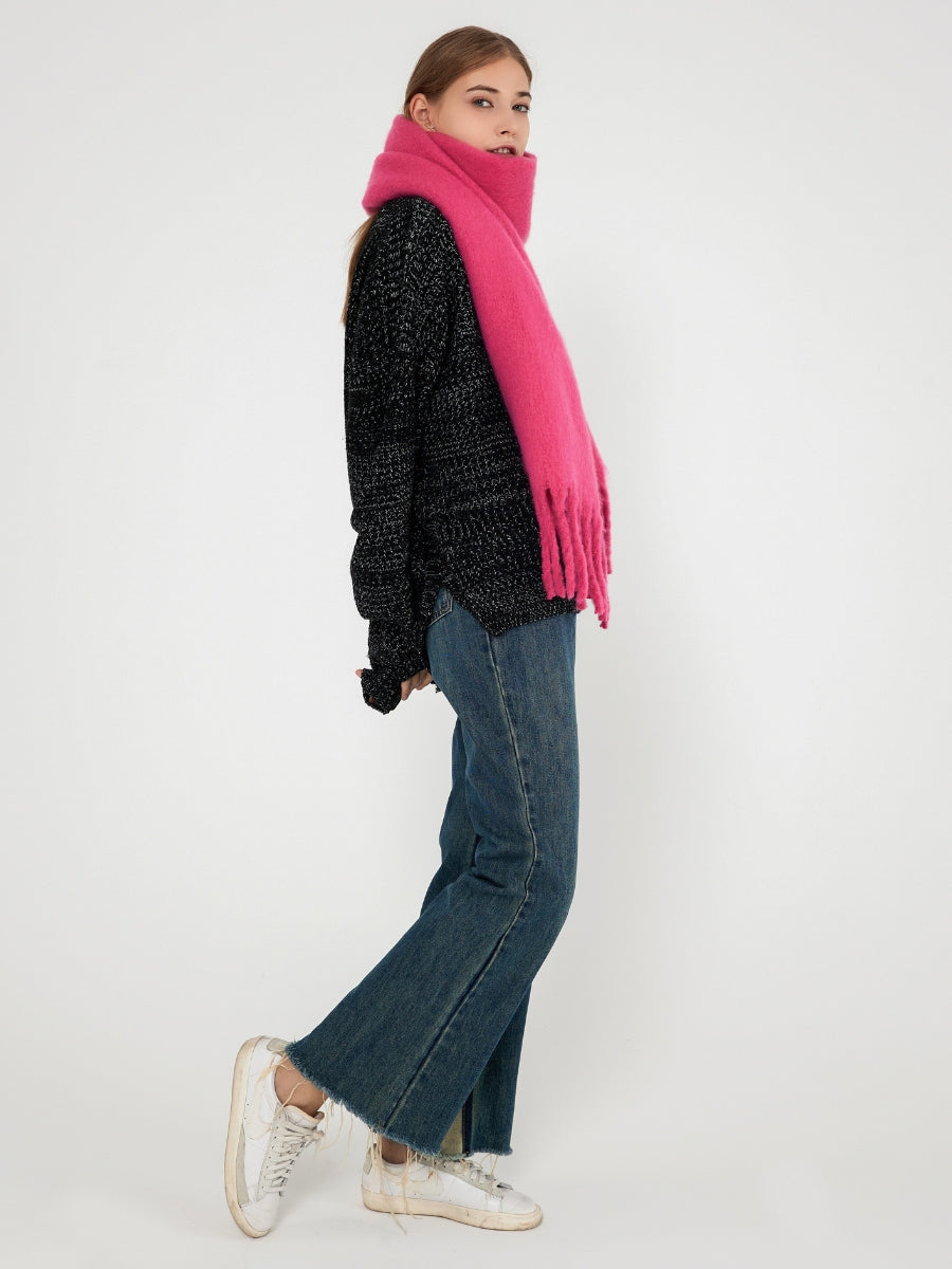 Catalog Tassel Blanket Scarf - Fuchsia