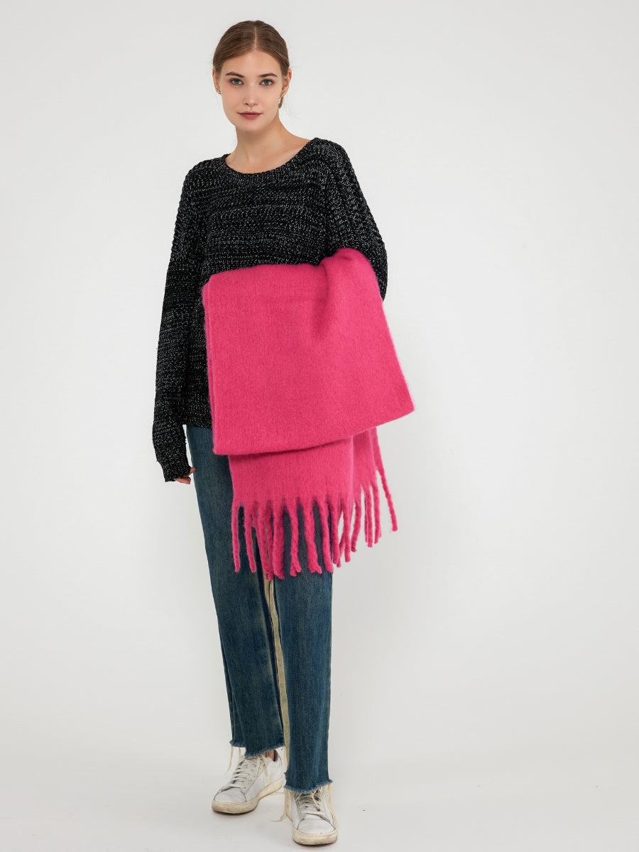 Catalog Tassel Blanket Scarf - Fuchsia