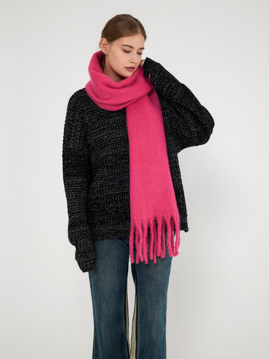 Catalog Tassel Blanket Scarf - Fuchsia