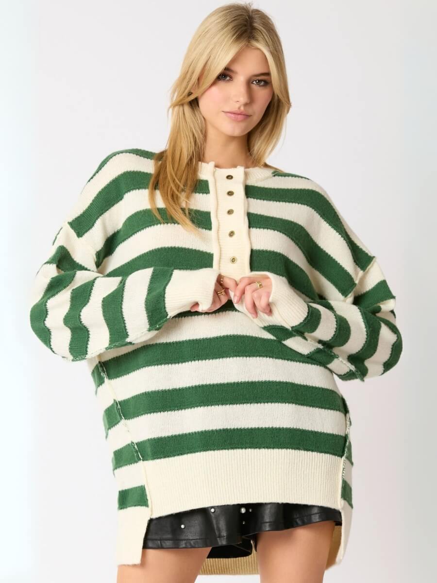 Portland Striped Sweater - Green