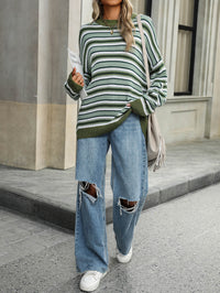 Pippa Striped Knit Sweater - Green