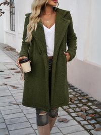 Teddy Longline Pocketed Coat - Olive