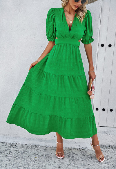 Rhea Tiered Cutout Maxi Dress - Green