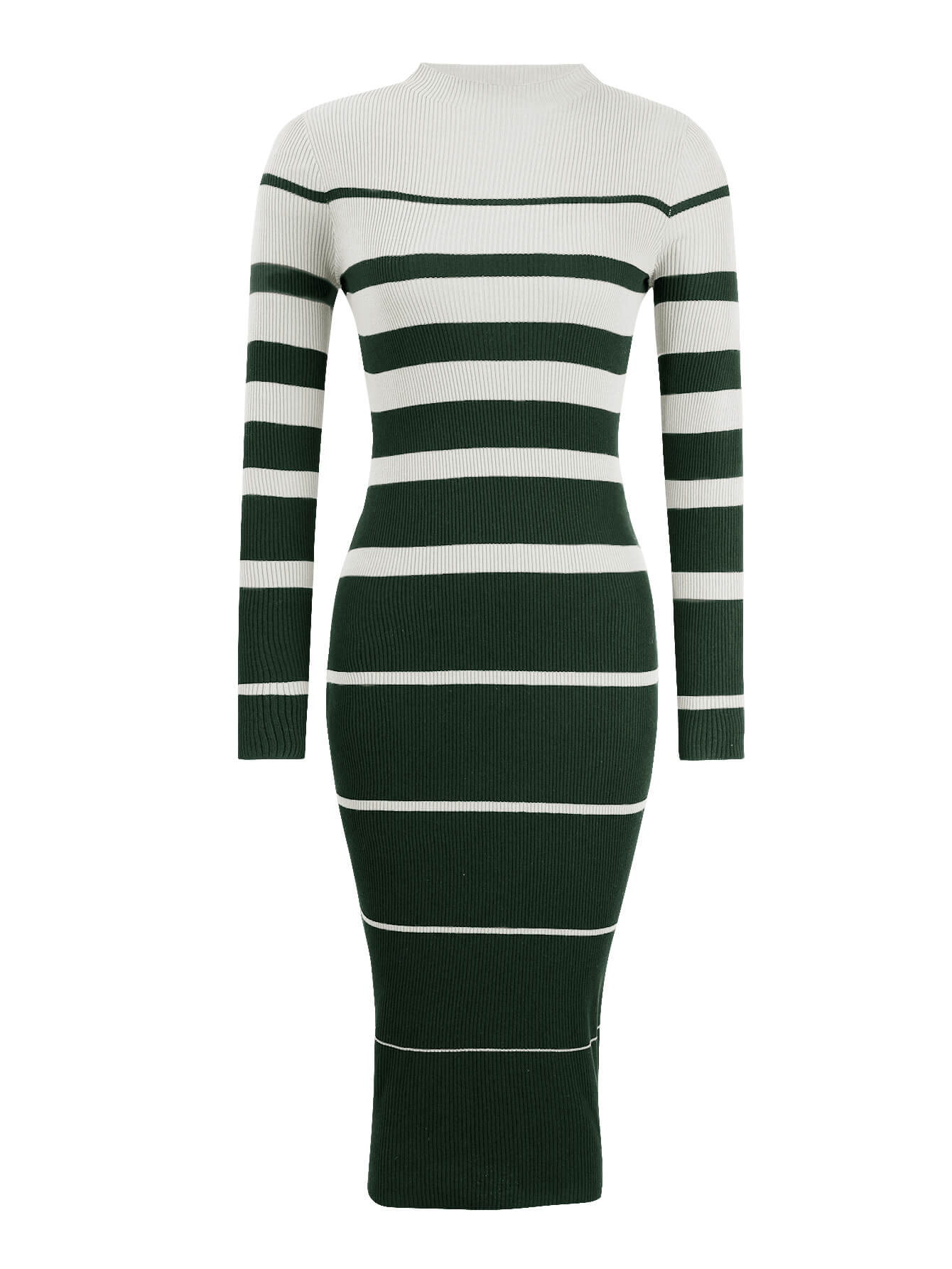 On the Boardwalk Striped Midi Sweater Dress - Green