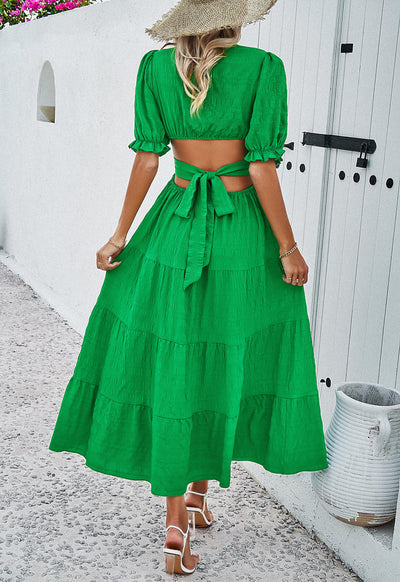 Rhea Tiered Cutout Maxi Dress - Green