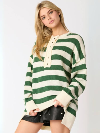 Portland Striped Sweater - Green