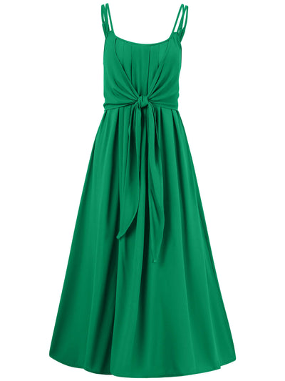 Touch Of Lawn Front Tie Midi Dress - Green