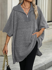 Solina Zip Front Oversized Sweater - Grey