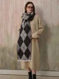 Chill Edit Diamond Contrast Scarf - grey