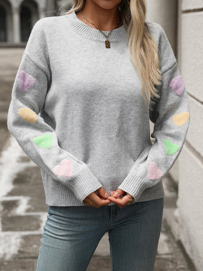 Holding My Heart Pullover Sweater - Grey