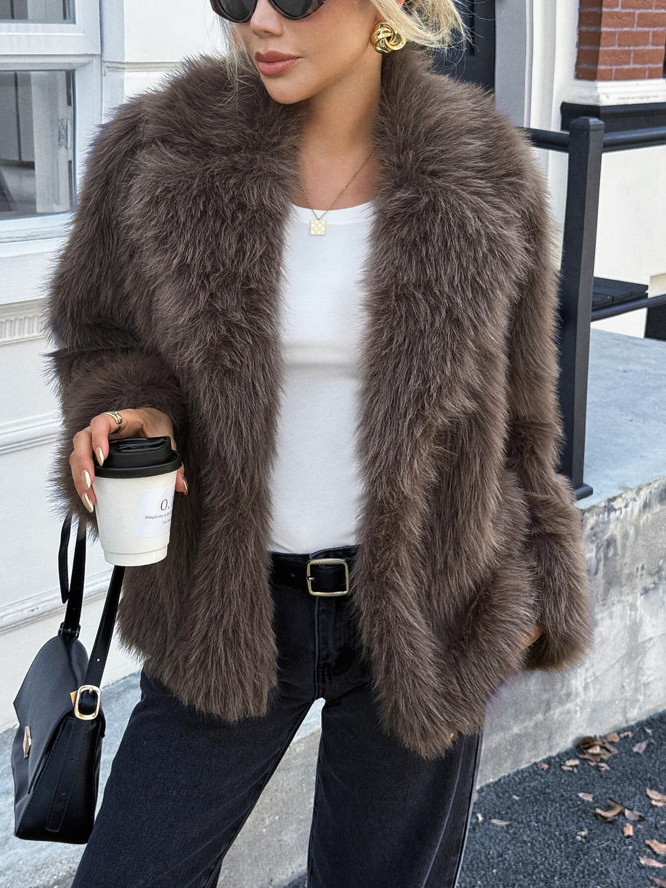 Helios Lined Faux Fur Coat - grey