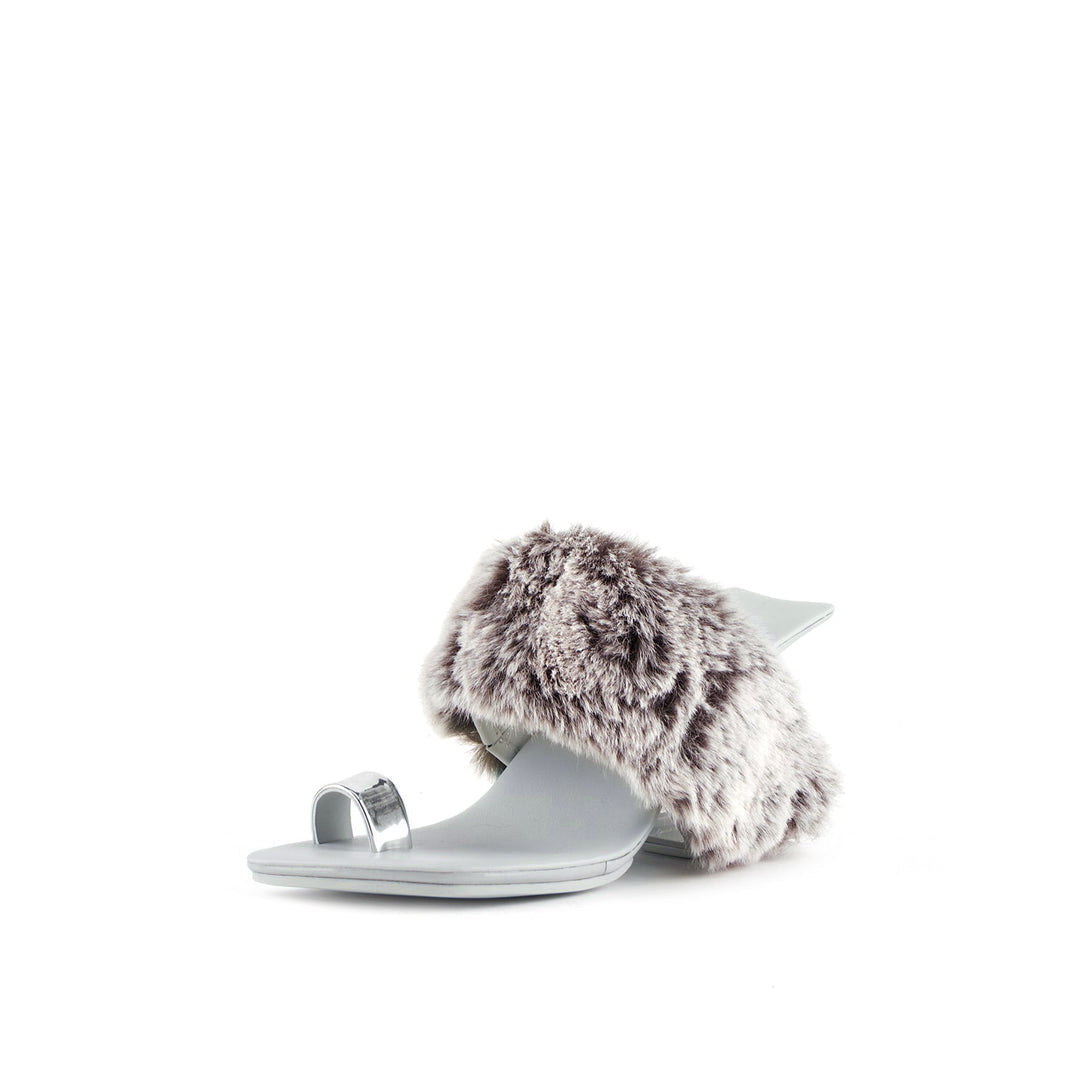 Jady Rose | Vivien Faux Fur Upper Leather Heels - Grey