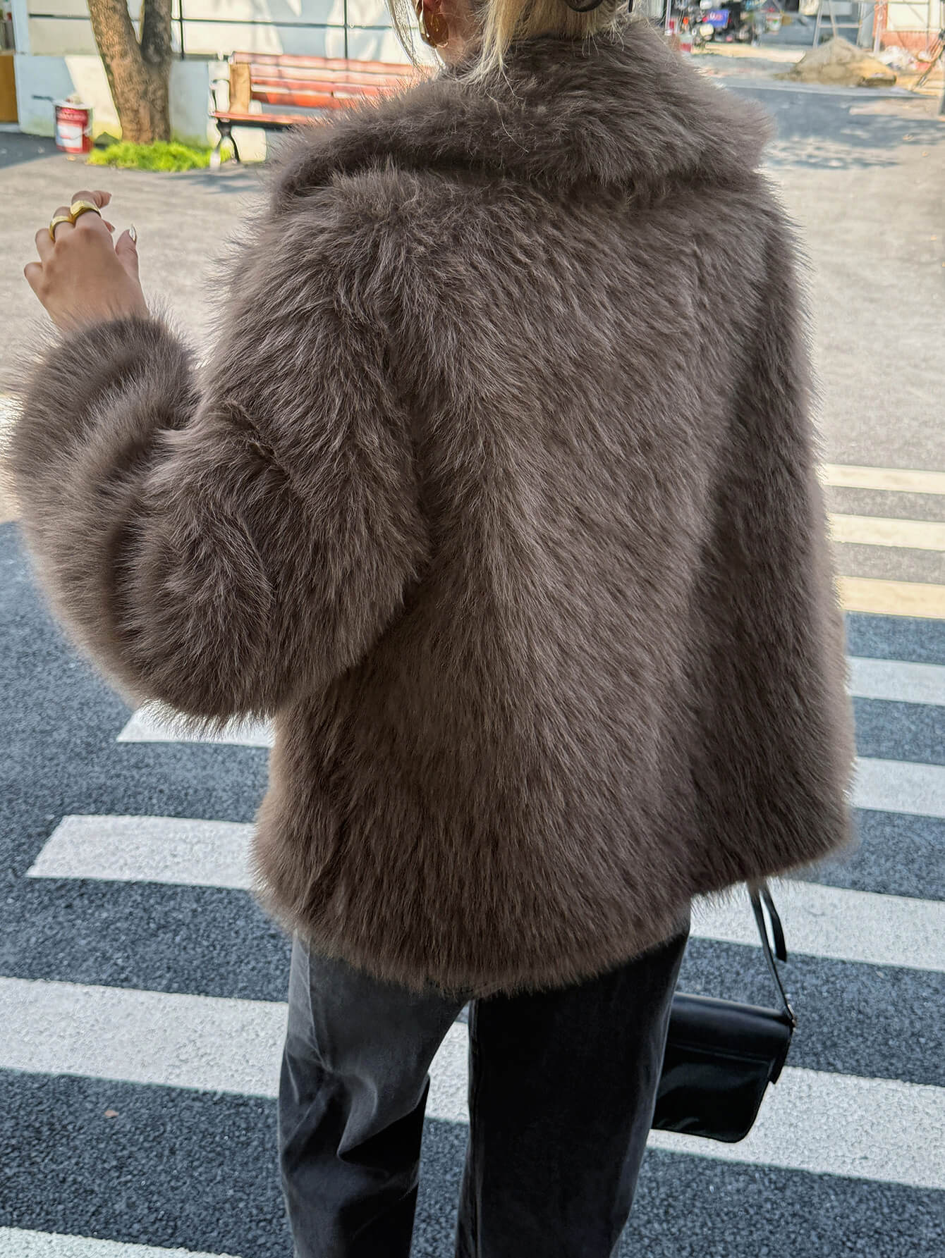 Helios Lined Faux Fur Coat - grey