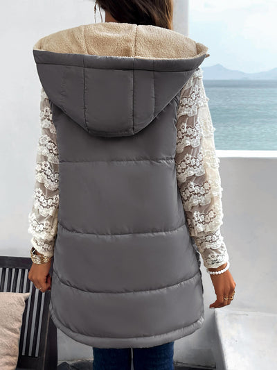 Fall And Forever Hooded Puffer Vest - Grey