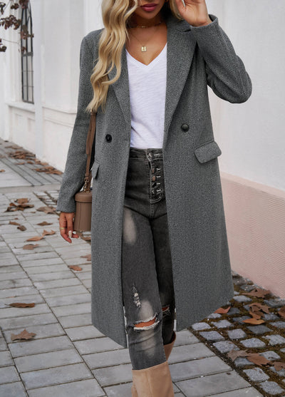 Adri Longline Pocketed Coat - Grey