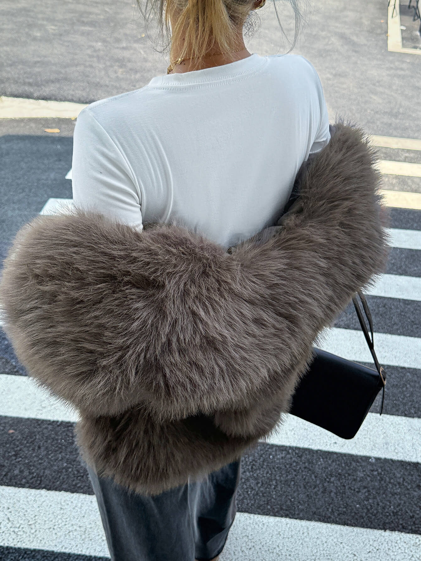 Helios Lined Faux Fur Coat - grey