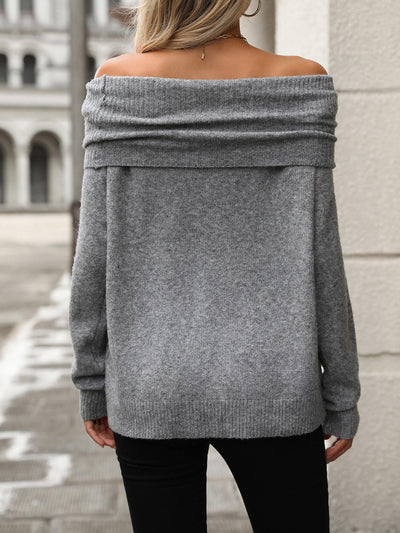 Denver Widen Turtleneck Knit Sweater - Grey