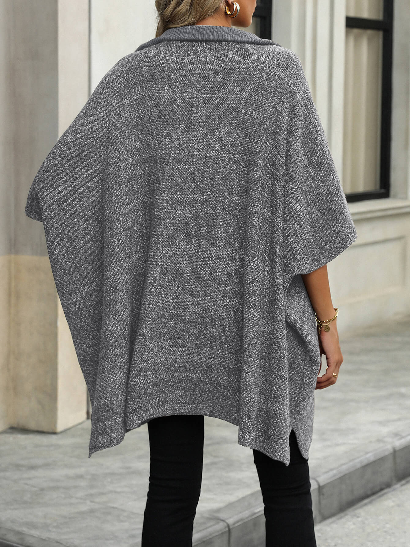 Solina Zip Front Oversized Sweater - Grey