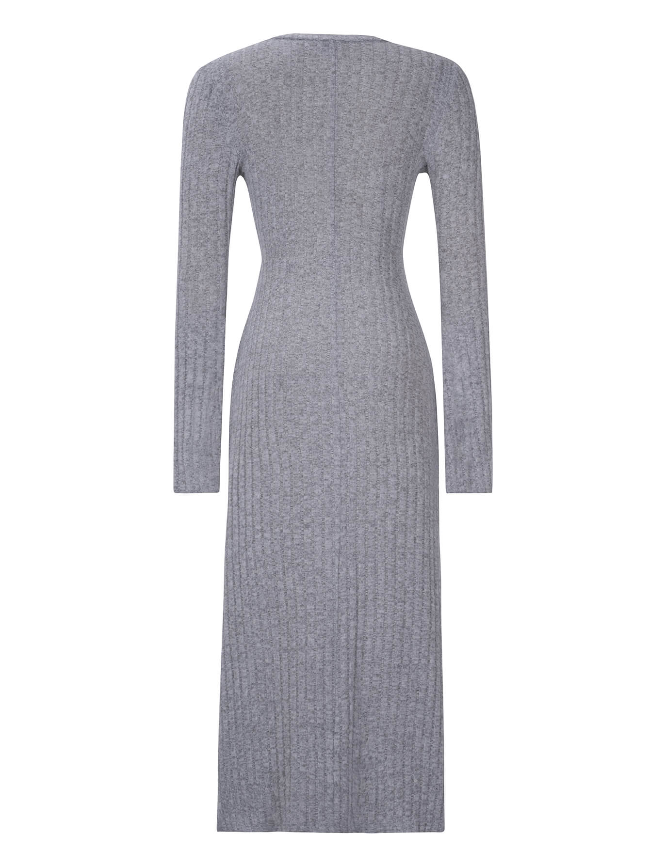 Kaylen Long Sleeve Ribbed Knit Maxi Dress - Grey