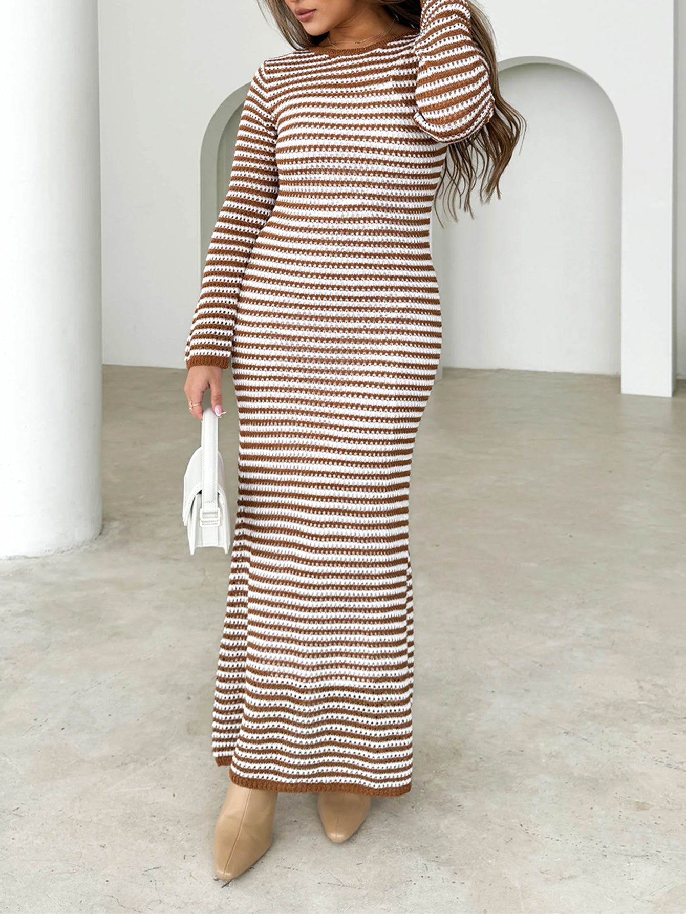 Relax My Way Stripe Sweater Maxi Dress