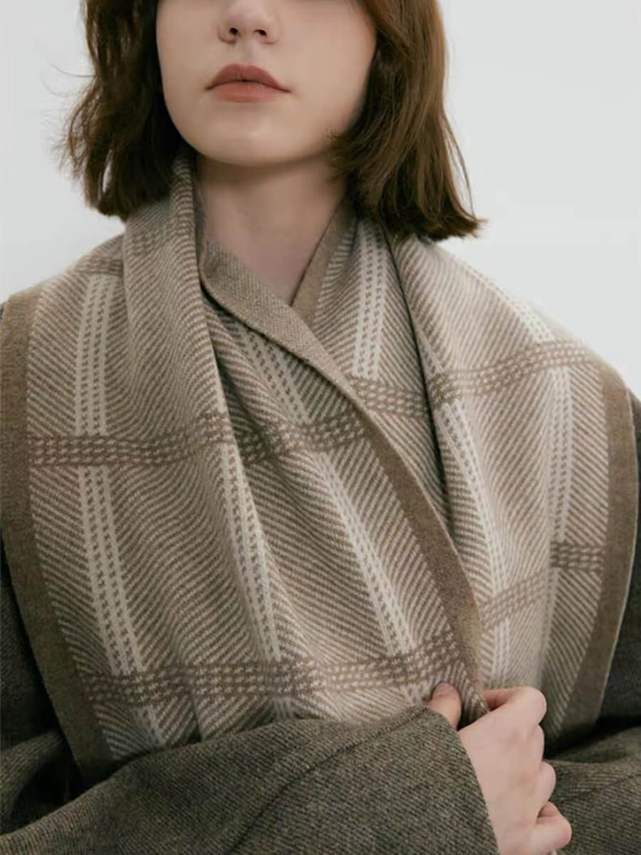 Karri Cotton Plaid Scarf - Khaki