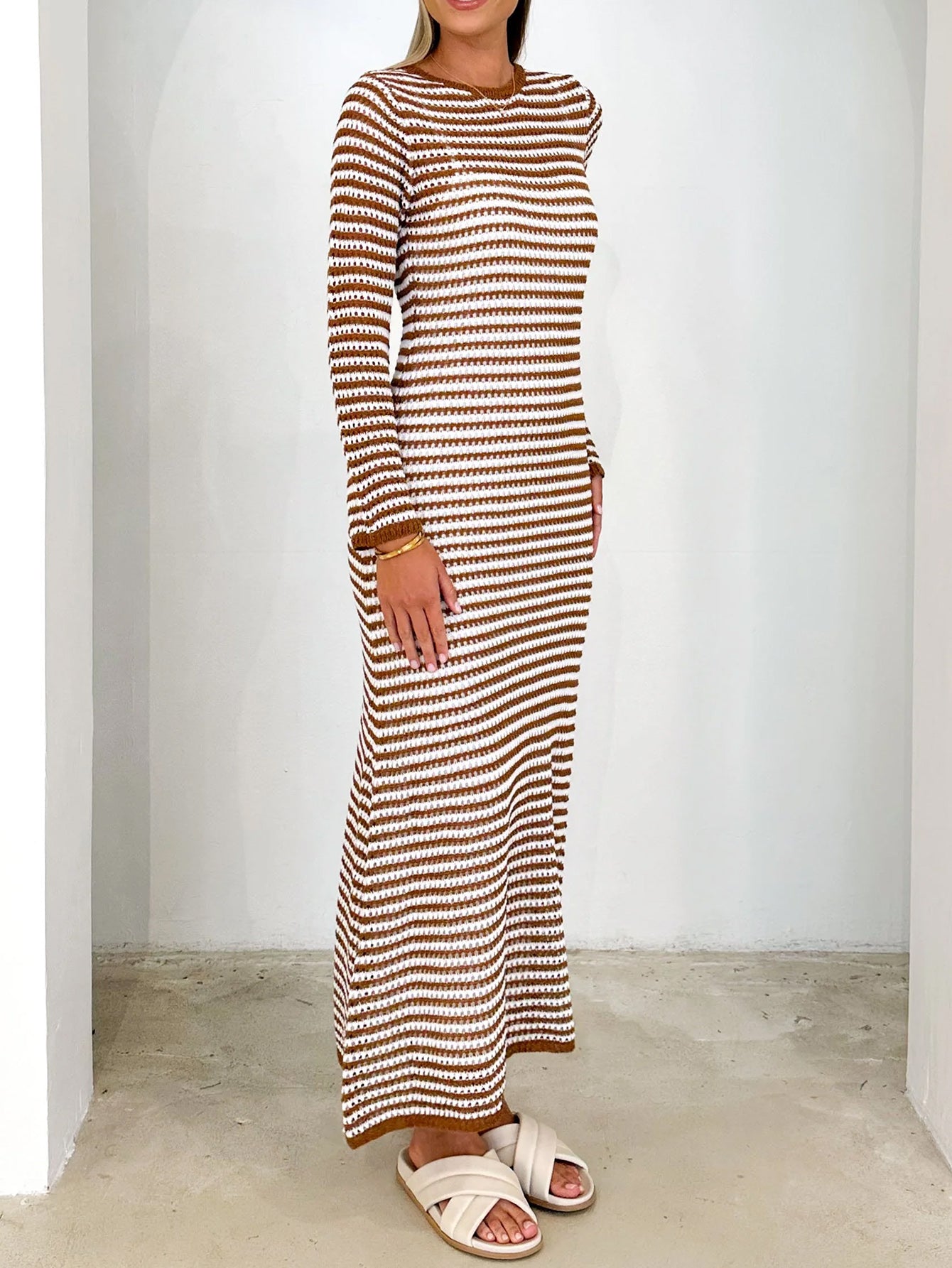 Relax My Way Stripe Sweater Maxi Dress