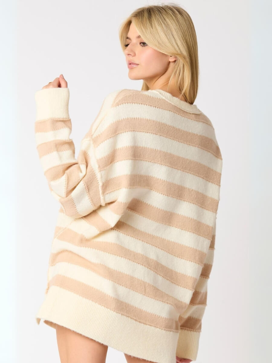 Portland Striped Sweater - Khaki