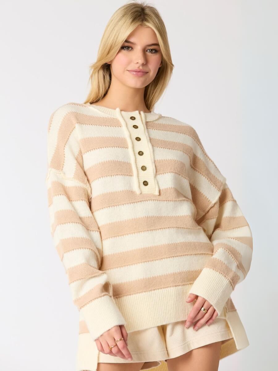 Portland Striped Sweater - Khaki