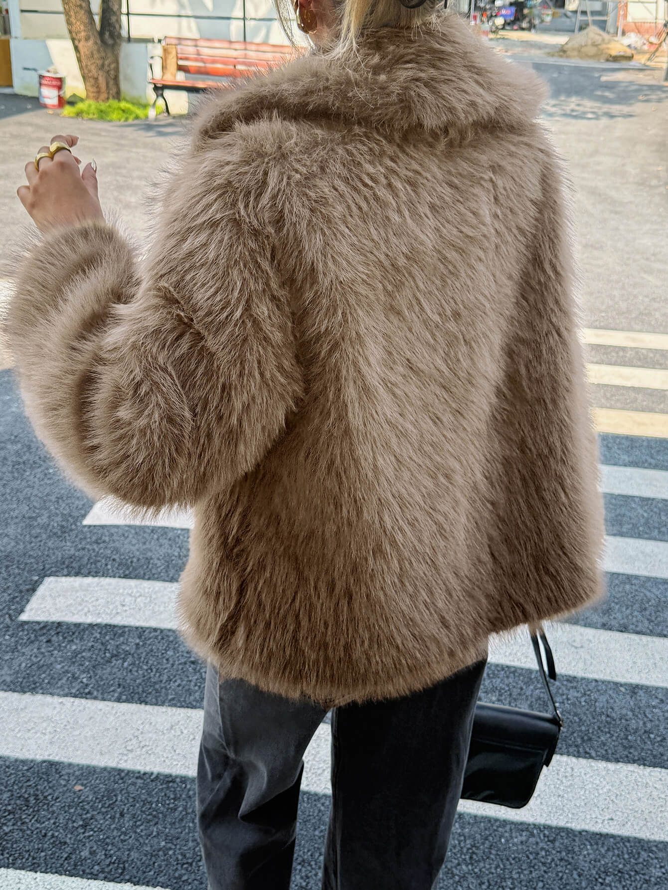 Helios Lined Faux Fur Coat - khaki