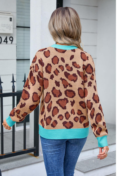 Gwenyth Leopard Knit Sweater - Khaki