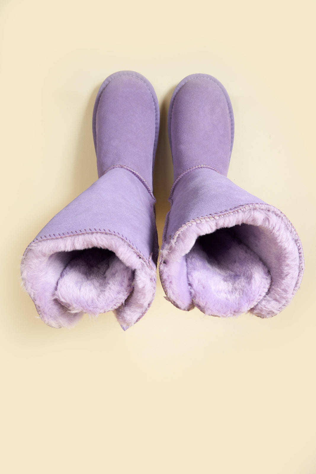 SMAIBULUN Ugg | Tri Ribbon Bow Suede Boots - lavender