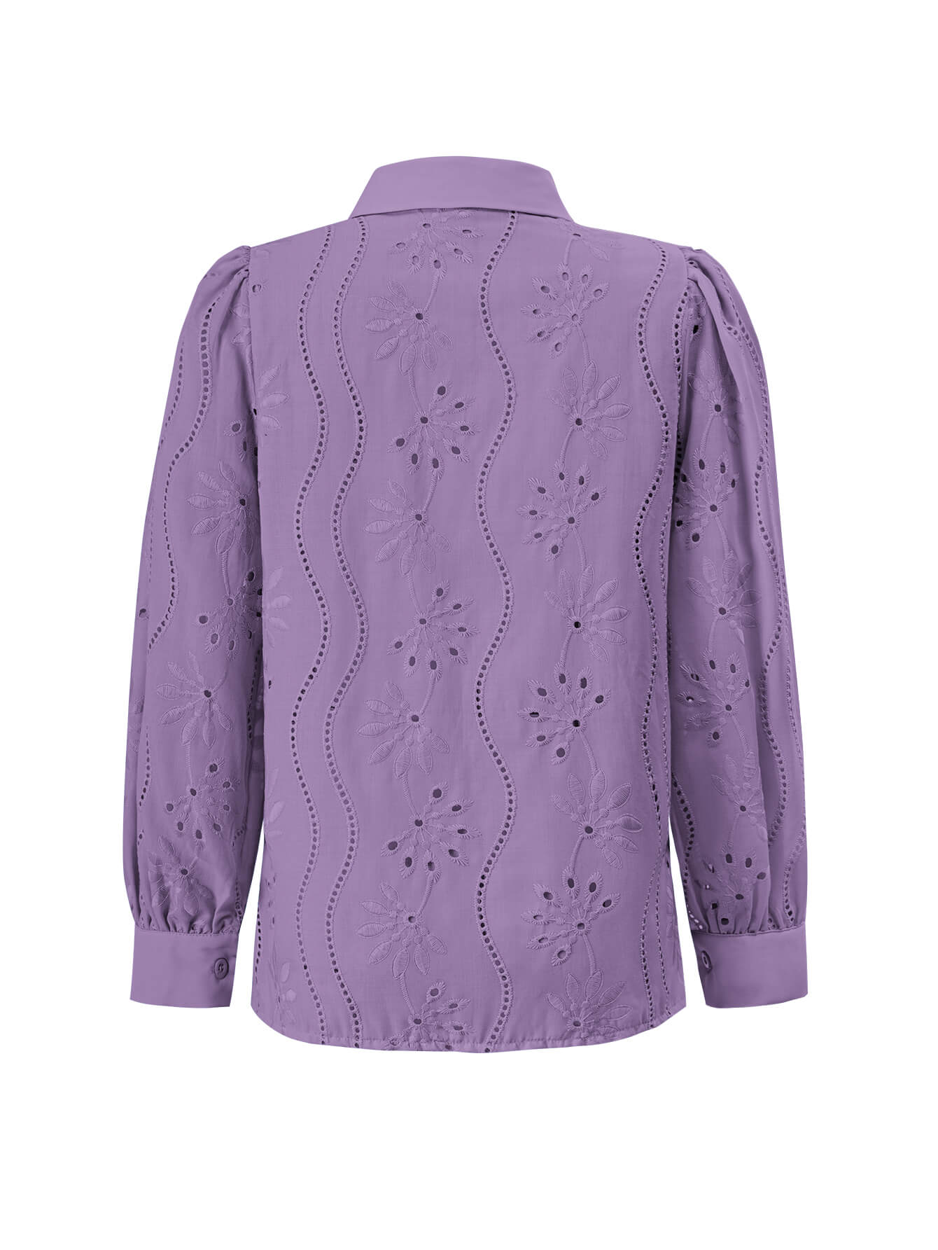 Miley Perforated Long Sleeve Blouse - lavender