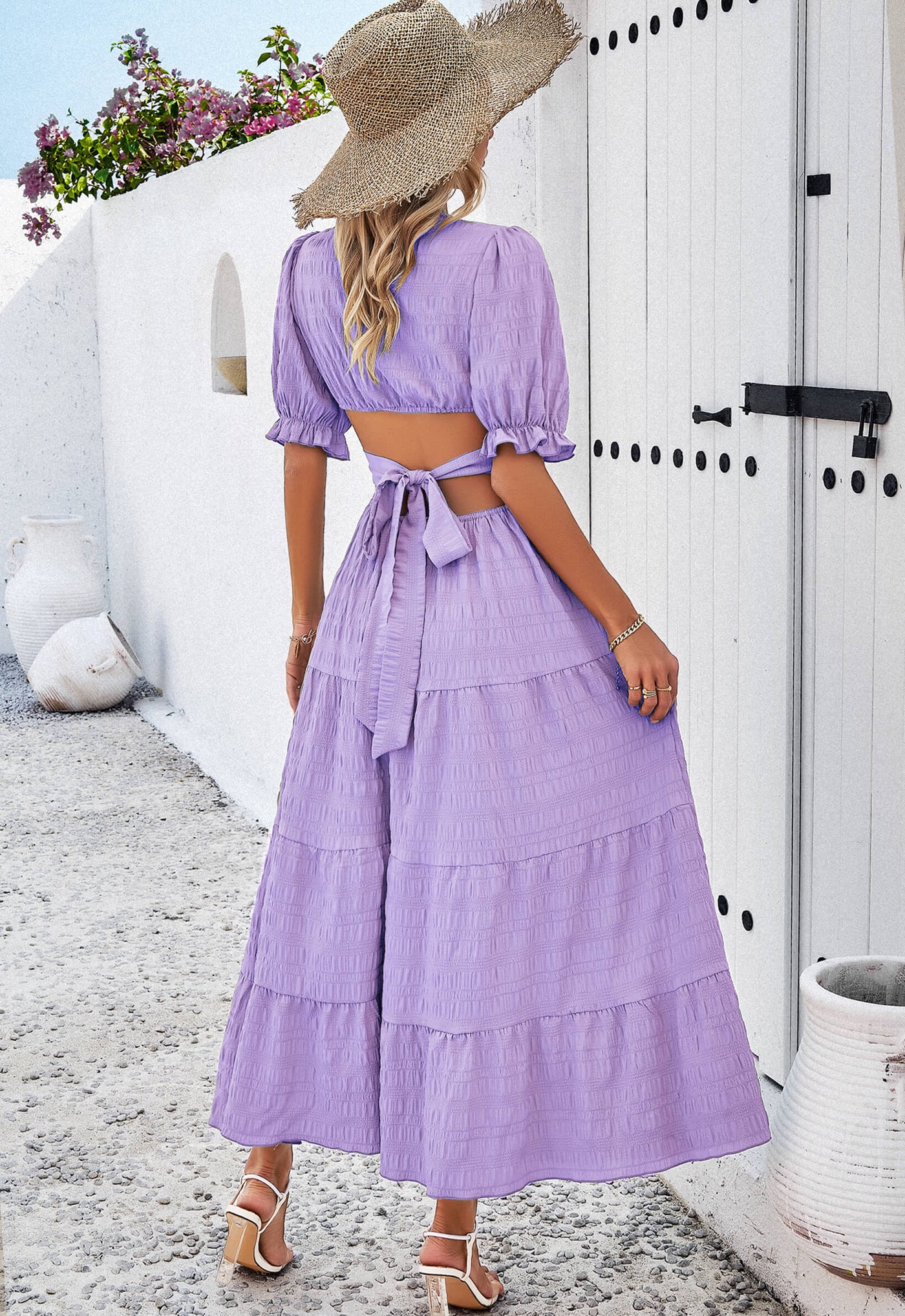 Rhea Tiered Cutout Maxi Dress - Lilac