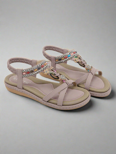 Siketu | Concentric Beaded Comfort Sandal - mauve