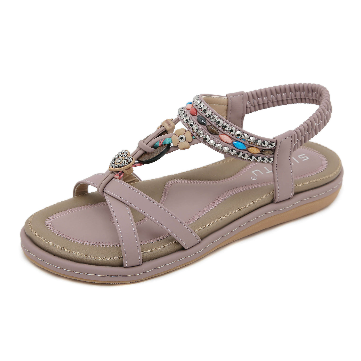 Siketu | Concentric Beaded Comfort Sandal - mauve