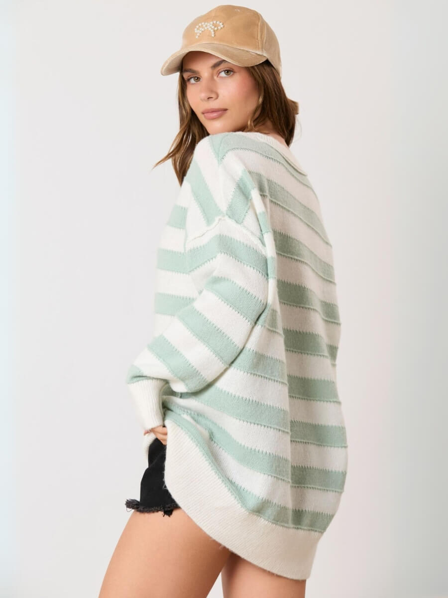 Portland Striped Sweater - Mint