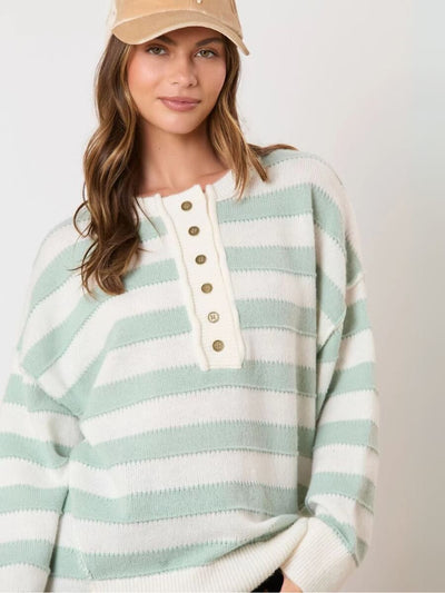 Portland Striped Sweater - Mint