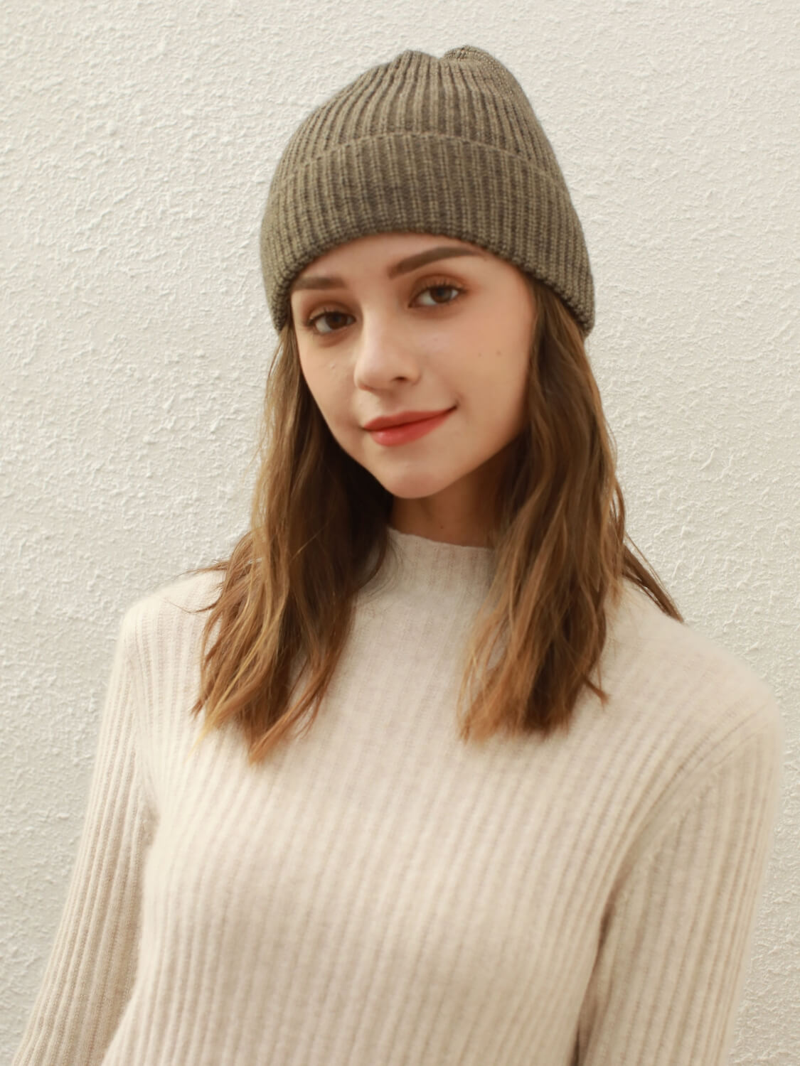 Arctic Velvet Wool Blend Beanie - mocha