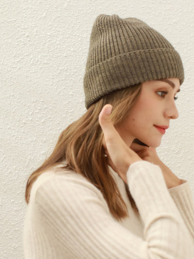 Arctic Velvet Wool Blend Beanie - mocha