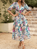 EUPHORIC MOOD FLORAL PRINTED MIDI DRESS - MULTI