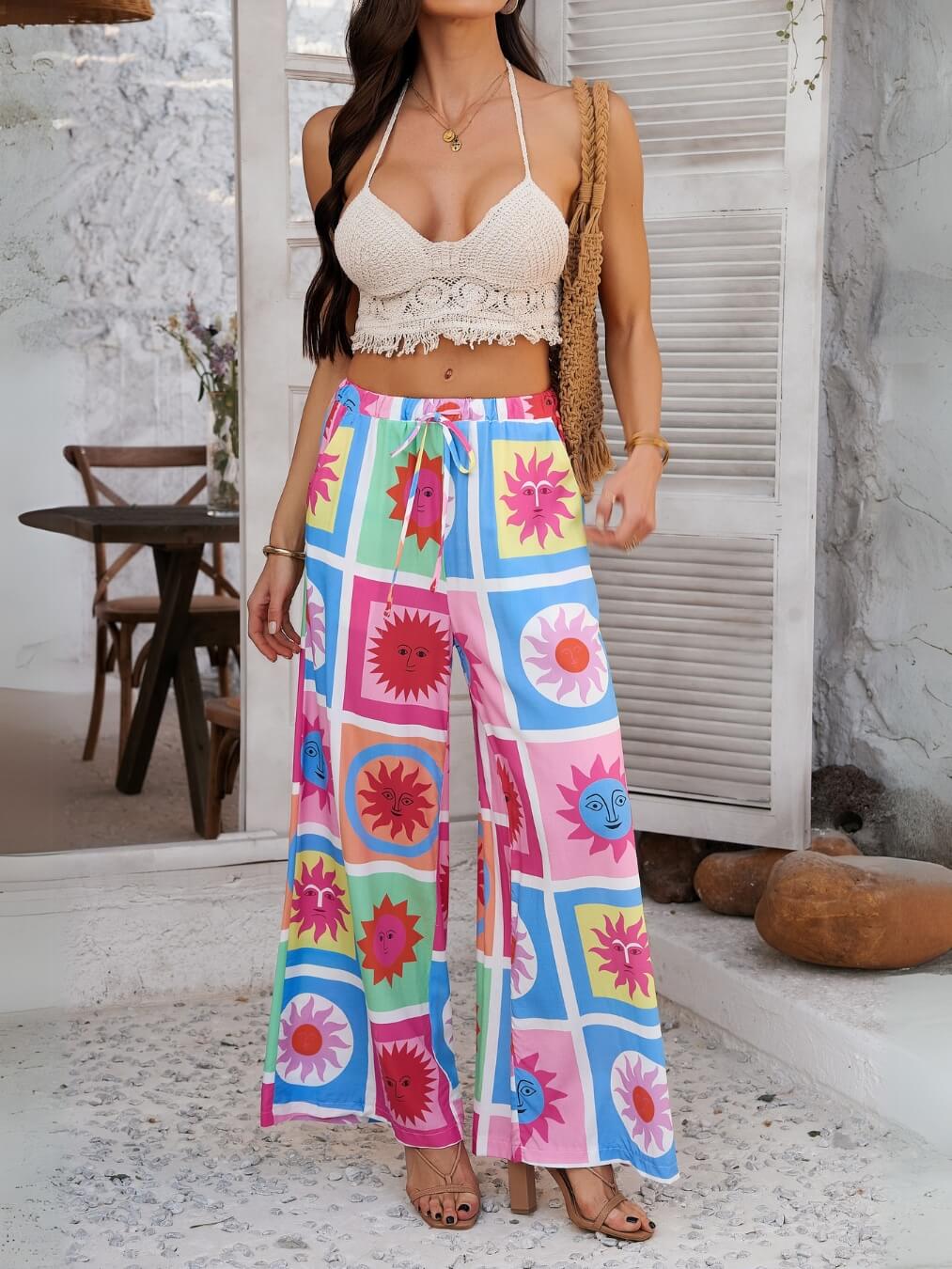 Yacht Party Wide Leg Pants - multi