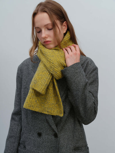 Wool Blend Cloud Beanie Scarf Matching Set - Mustard