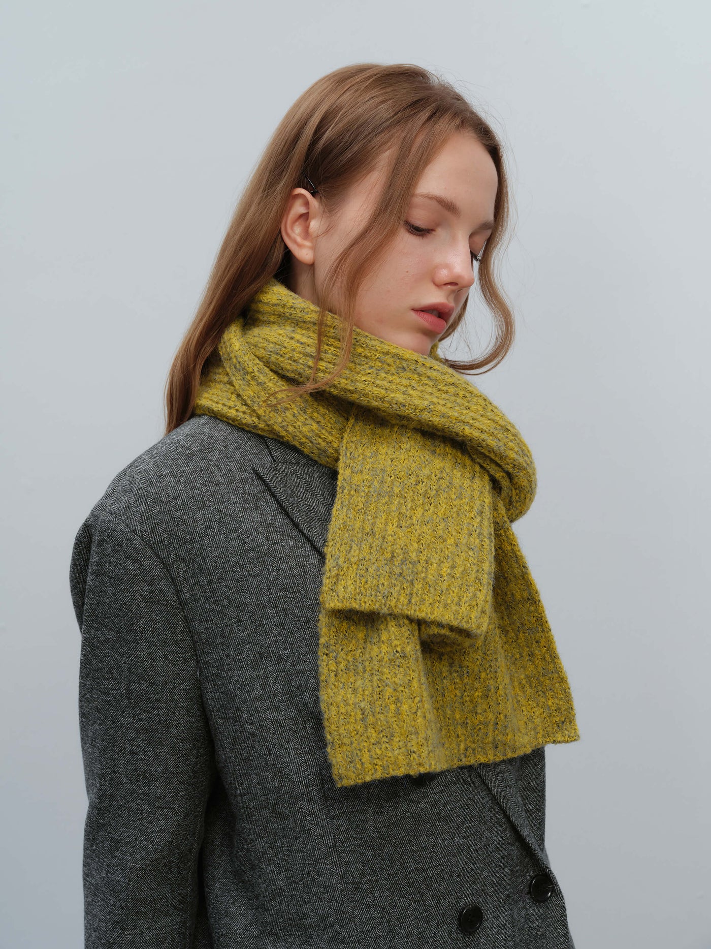 Wool Blend Cloud Beanie Scarf Matching Set - Mustard