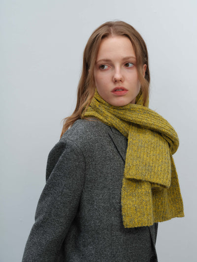 Wool Blend Cloud Beanie Scarf Matching Set - Mustard