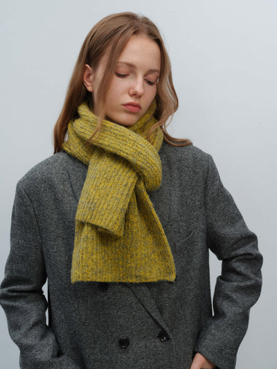 Wool Blend Cloud Beanie Scarf Matching Set - Mustard