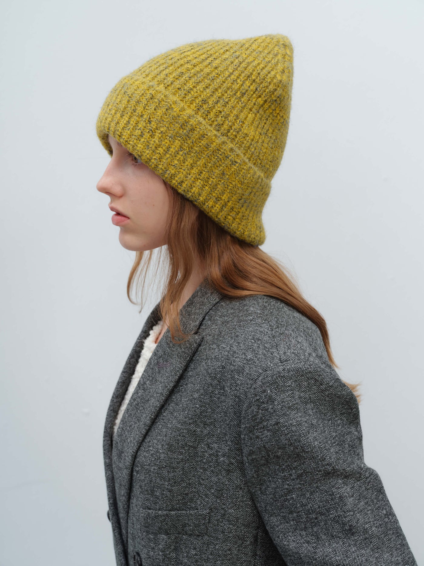 Wool Blend Cloud Beanie Scarf Matching Set - Mustard