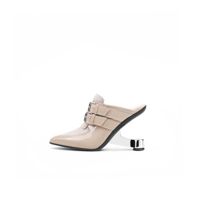 Jady Rose | Napa Leather Mule Heels - Neutral