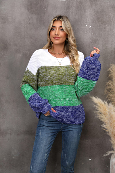 Chosen One Striped Knit Sweater - olive